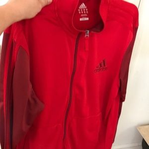 Adidas XL red unisex jacket Climate Control with burgundy stripe zip front